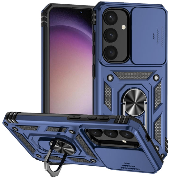 For Samsung Galaxy S25+ 5G Sliding Camshield Holder Phone Case(Blue)