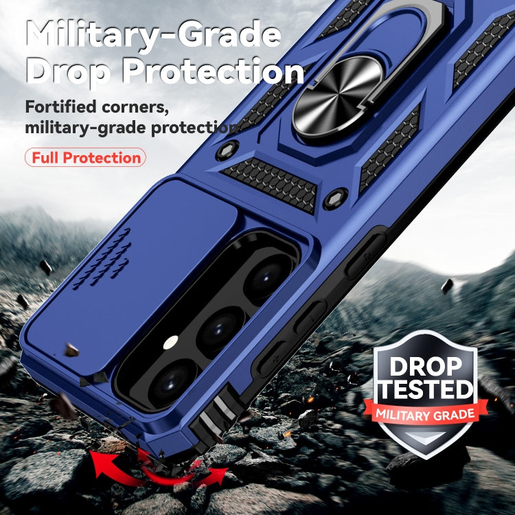 For Samsung Galaxy S25+ 5G Sliding Camshield Holder Phone Case(Blue)
