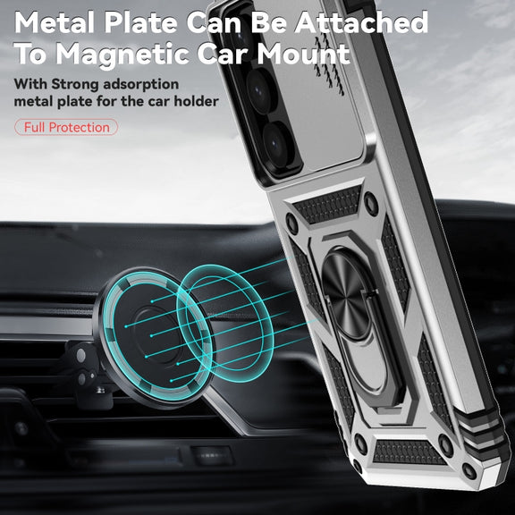 For Samsung Galaxy S25+ 5G Sliding Camshield Holder Phone Case(Silver)