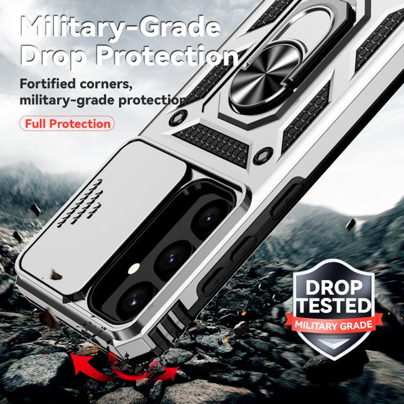 For Samsung Galaxy S25+ 5G Sliding Camshield Holder Phone Case(Silver)