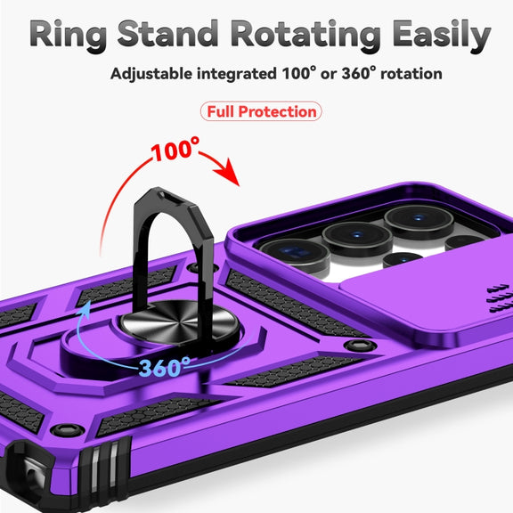 For Samsung Galaxy S25 Ultra 5G Sliding Camshield Holder Phone Case(Purple)