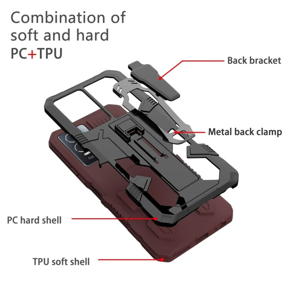 For Samsung Galaxy S25 Ultra 5G Armor Warrior Shockproof PC + TPU Phone Case(Brown)