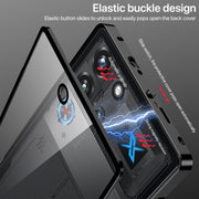 For ZTE nubia Red Magic 10 Pro / 10 Pro+ Snap Buckle Metal Frame Glass Back Panel Phone Case(Sierra Blue)