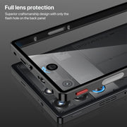 For ZTE nubia Red Magic 10 Pro / 10 Pro+ Snap Buckle Metal Frame Glass Back Panel Phone Case(Sierra Blue)