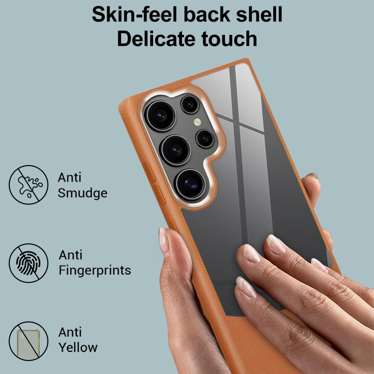 For Samsung Galaxy S25 5G Litchi Texture TPU Hybrid Acrylic Phone Case(Grey)