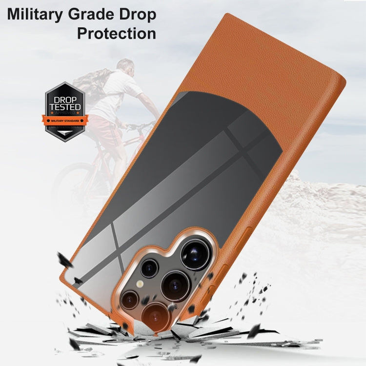 For Samsung Galaxy S25 5G Litchi Texture TPU Hybrid Acrylic Phone Case(Grey)