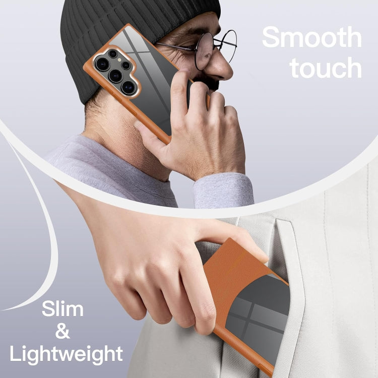 For Samsung Galaxy S25 Ultra 5G Litchi Texture TPU Hybrid Acrylic Phone Case(Grey)