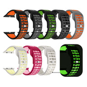 For Apple Watch 46mm / 49mm / 45mm / 44mm Single Nail Dual-Color Multi-hole Silicone Watch Band(Grey Orange)