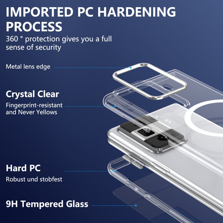 For Honor Magic Vs3 lce Folding Series MagSafe Integrated Clear PC Phone Case(Silver)