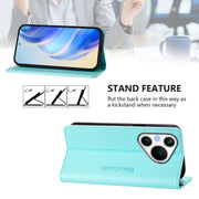 For Huawei Pura 70 RC01 Dual-Folded Magnetic Suction RFID Leather Phone Case(Mint Green)