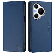 For Huawei Pura 70 RC01 Dual-Folded Magnetic Suction RFID Leather Phone Case(Dark Blue)