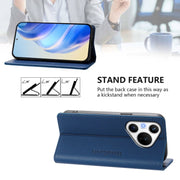 For Huawei Pura 70 RC01 Dual-Folded Magnetic Suction RFID Leather Phone Case(Dark Blue)