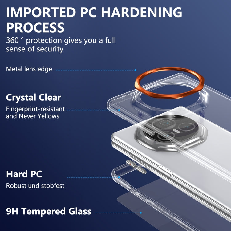 For Honor Magic V3 lce Folding Series Integrated Clear PC Phone Case(Orange)