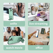 For Samsung Galaxy S25 5G Stereoscopic Holder Sliding Camshield Phone Case(Light Green)