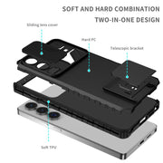For Samsung Galaxy S25 Ultra 5G Stereoscopic Holder Sliding Camshield Phone Case(Black)