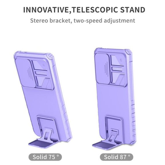 For Samsung Galaxy S25 Ultra 5G Stereoscopic Holder Sliding Camshield Phone Case(Purple)
