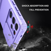 For Samsung Galaxy S25 Ultra 5G Stereoscopic Holder Sliding Camshield Phone Case(Purple)