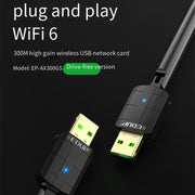 EDUP EP-AX300GS 300Mbps WiFi 6 Nano Wireless Dongle Single Band USB WiFi Adapter(Black)
