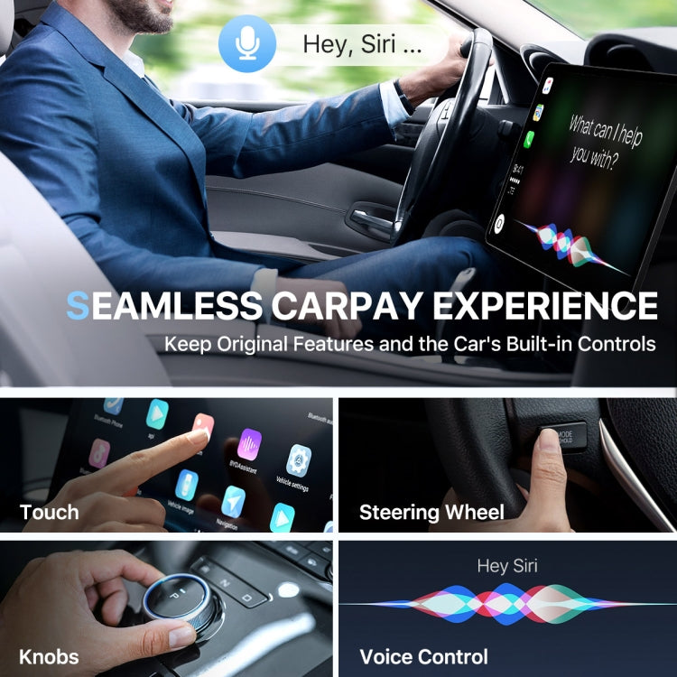 USB Interface Wired to Wireless Car CarPlay Adapter(Silver)