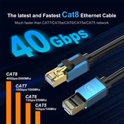10m Home Fiber Bandwidth 10 Gigabit CAT8 Network Cable(Blue)