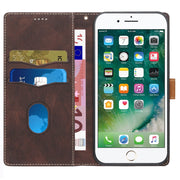 For iPhone 16e Grid Stitching Leather Phone Case with Lanyard(Brown)