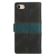 For iPhone 16e Grid Stitching Leather Phone Case with Lanyard(Black)