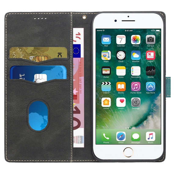 For iPhone 16e Grid Stitching Leather Phone Case with Lanyard(Black)