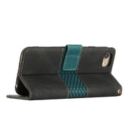 For iPhone 16e Grid Stitching Leather Phone Case with Lanyard(Black)