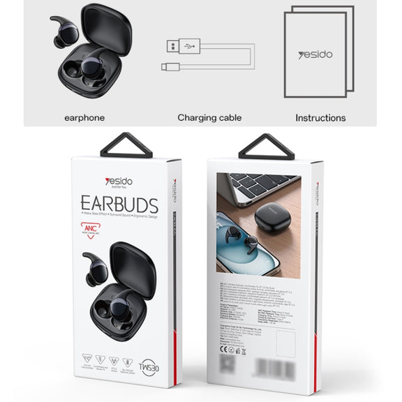 Yesido TWS30 ANC Active Noise Reduction TWS Bluetooth Earphone(Black)