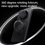 For Huawei Mate 60 Carbon Fiber MagSafe Phone Case with 360 Degree Rotating Holder(Black)