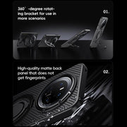 For Huawei Mate 70 Pro / 70 Pro+ Carbon Fiber MagSafe Phone Case with 360 Degree Rotating Holder(Black Silver)