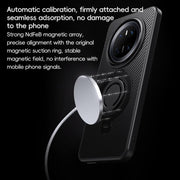 For Huawei Mate 70 Pro / 70 Pro+ Carbon Fiber MagSafe Phone Case with 360 Degree Rotating Holder(Black Silver)
