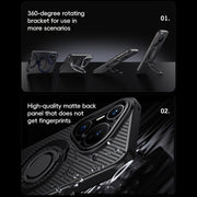 For Huawei Pura 70 Carbon Fiber MagSafe Phone Case with 360 Degree Rotating Holder(Black)