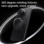For Huawei Pura 70 Carbon Fiber MagSafe Phone Case with 360 Degree Rotating Holder(Black)