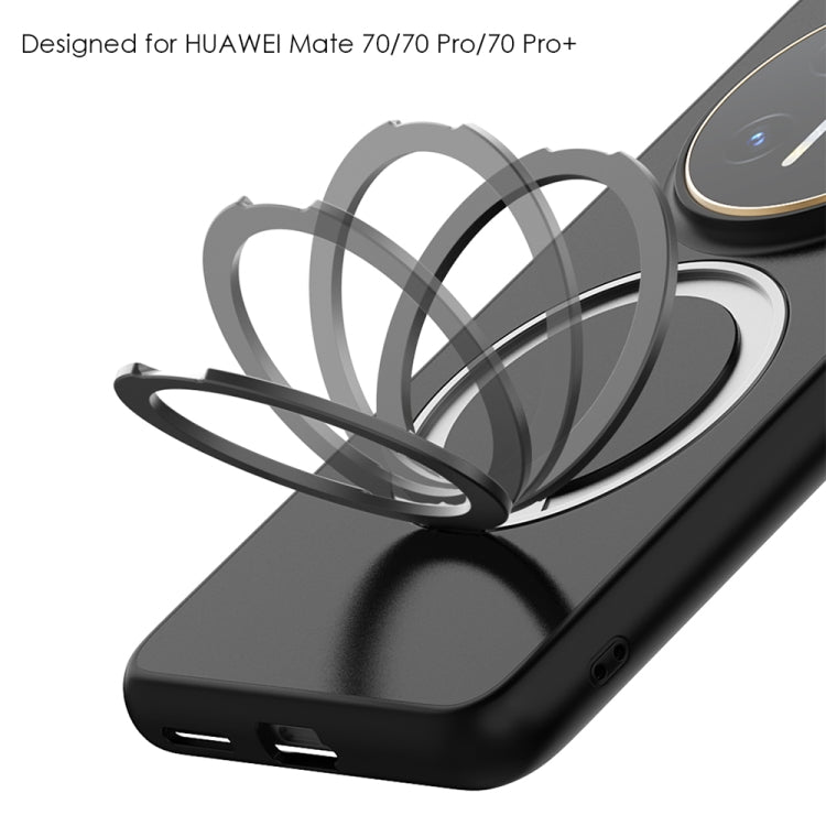 For Huawei Mate 70 Frosted 360 Degree Rotating Holder Phone Case(Transparent)