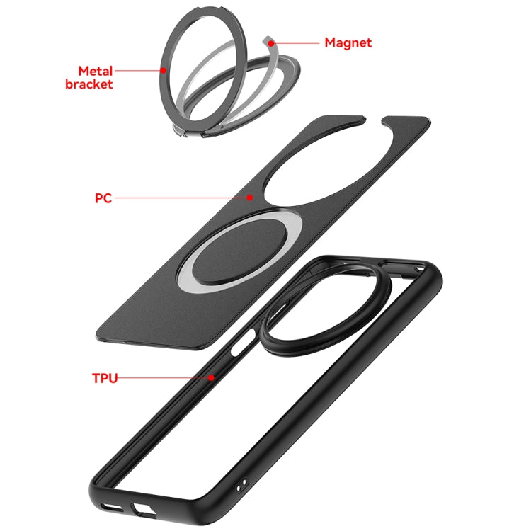 For Huawei Mate 70 Frosted 360 Degree Rotating Holder Phone Case(Green)