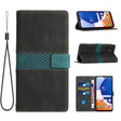 For Samsung Galaxy S25+ 5G Grid Stitching Leather Phone Case with Lanyard(Black) - Galaxy S25+ 5G Cases by PMC Jewellery | Online Shopping South Africa | PMC Jewellery | Buy Now Pay Later Mobicred