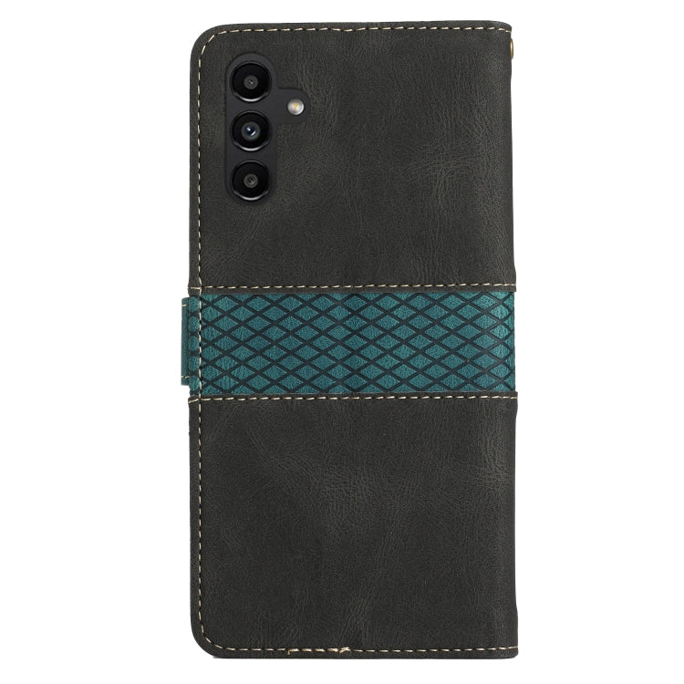 For Samsung Galaxy S25+ 5G Grid Stitching Leather Phone Case with Lanyard(Black)