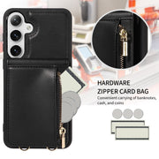 For Samsung Galaxy S25+ 5G Crossbody Lanyard Zipper Wallet Leather Phone Case(Black)
