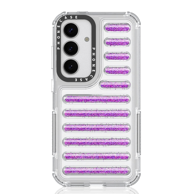 For Samsung Galaxy S25 5G Capsule Glitter TPU Hybrid PC Airbag Phone Case(Purple)