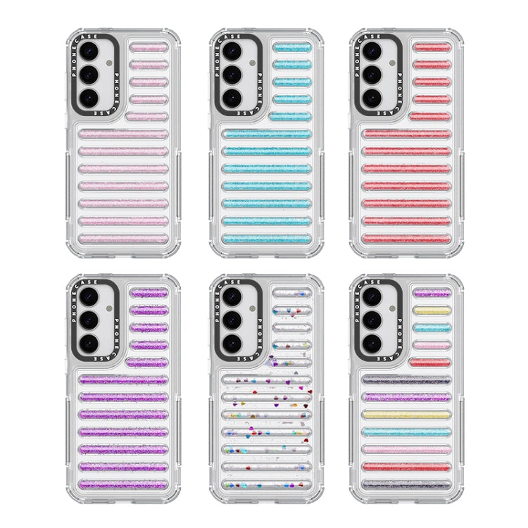 For Samsung Galaxy S25 5G Capsule Glitter TPU Hybrid PC Airbag Phone Case(Red)