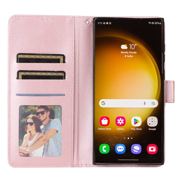 For Samsung Galaxy S25 Ultra 5G 3-Card Slots Multifunctional Leather Phone Case(Rose Gold)