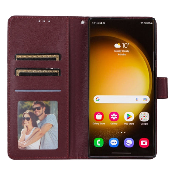 For Samsung Galaxy S25 Ultra 5G 3-Card Slots Multifunctional Leather Phone Case(Wine Red)
