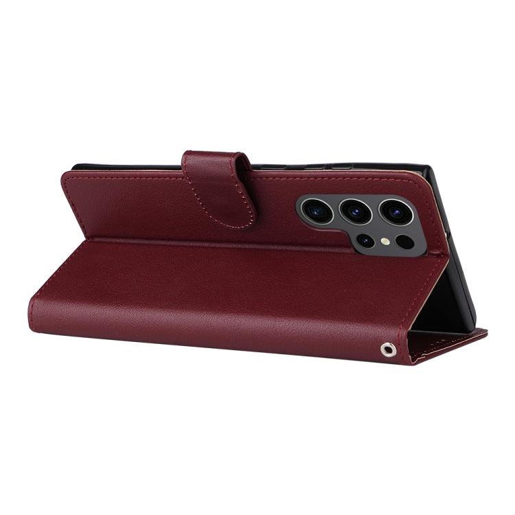 For Samsung Galaxy S25 Ultra 5G 3-Card Slots Multifunctional Leather Phone Case(Wine Red)