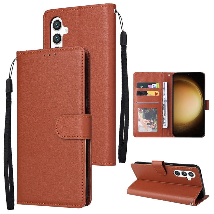 For Samsung Galaxy S25+ 5G 3-Card Slots Multifunctional Leather Phone Case(Brown)