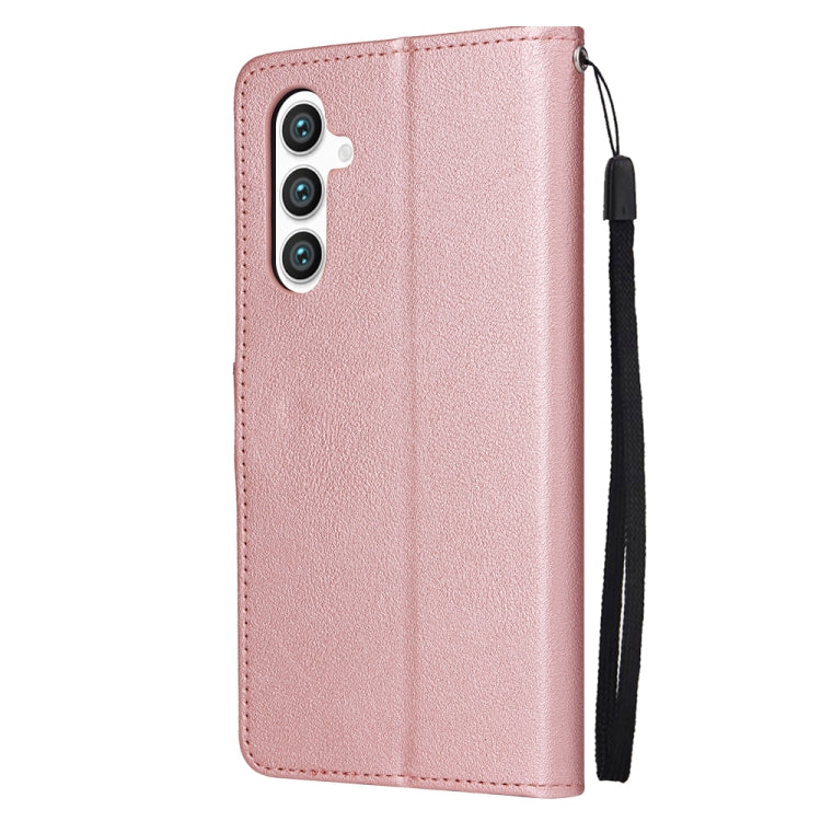 For Samsung Galaxy S25+ 5G 3-Card Slots Multifunctional Leather Phone Case(Rose Gold)