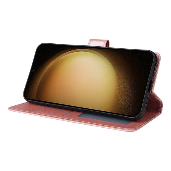 For Samsung Galaxy S25+ 5G 3-Card Slots Multifunctional Leather Phone Case(Rose Gold)