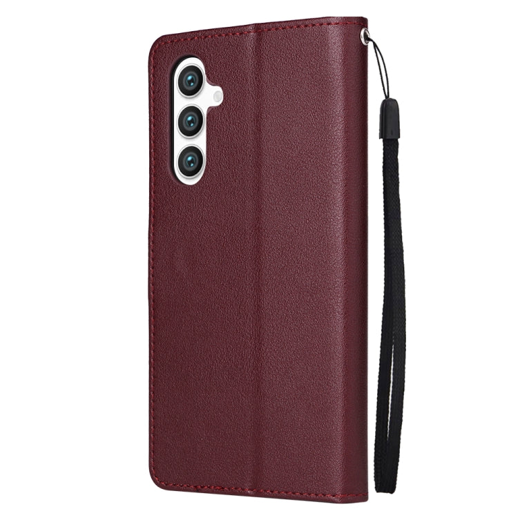 For Samsung Galaxy S25+ 5G 3-Card Slots Multifunctional Leather Phone Case(Wine Red)