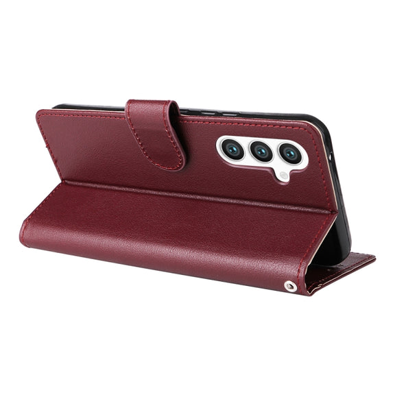 For Samsung Galaxy S25+ 5G 3-Card Slots Multifunctional Leather Phone Case(Wine Red)