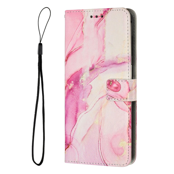 For Samsung Galaxy S25 5G Painted Marble Pattern Leather Phone Case(Rose Gold)